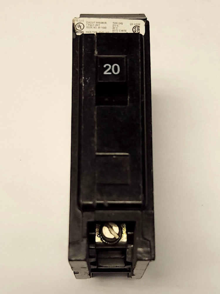 EATON CUTLER HAMMER GHQ1020 Single Pole 20 AMP Type GHQ Circuit Breaker