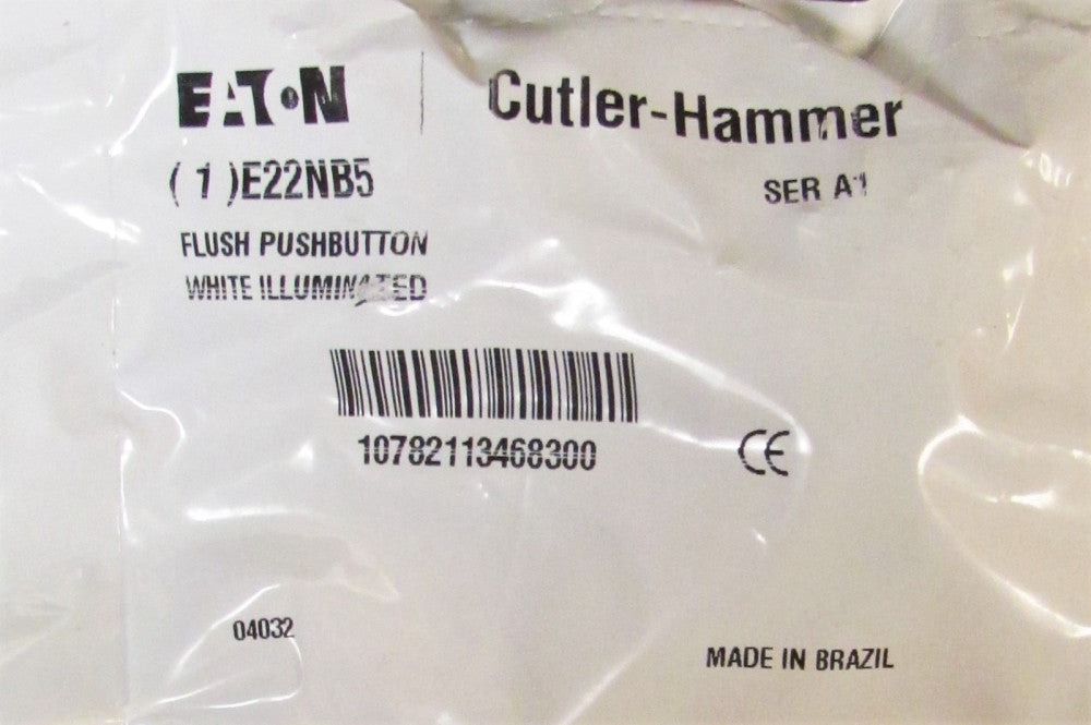 EATON CUTLER HAMMER E22NB5 White Lens Illuminated Push Button E22 NB5 *Per Each*