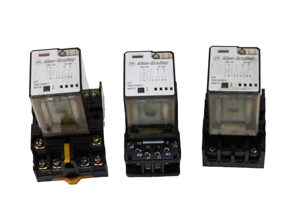 Allen Bradley 700-HA33A1 Relay 120v coil W/ Base Lot Of 3