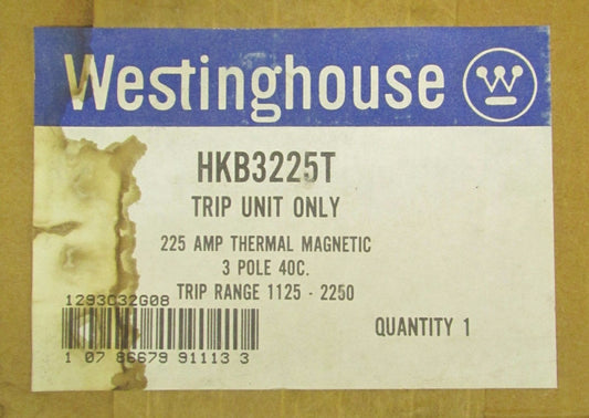 WESTINGHOUSE CUTLER HAMMER HKB3225T HKB KB  Trip Unit 3 POLE 225 AMP 1293C32G08