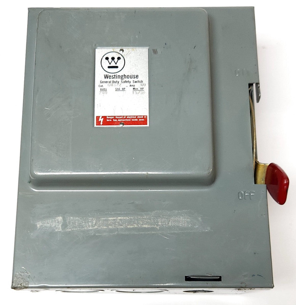 WESTINGHOUSE GU322 General Duty Safety Switch 3 Pole 60 AMP 240 VAC Non Fused
