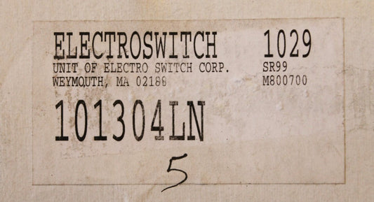 ELECTROSWITCH 101304LN 1029 SR99 M800700 Selector Switch