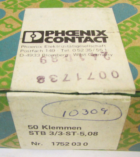 PHOENIX CONTACT STB 3/3-ST-5,08 3 Port Terminal Block STB 3 3 ST 5 08 1752 03 0