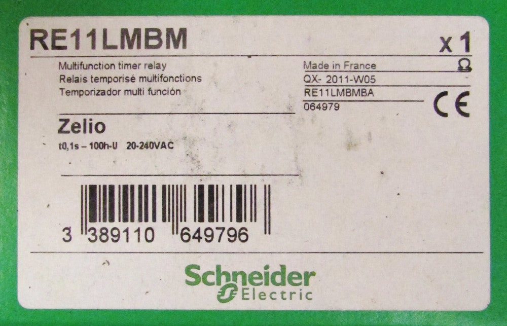 GROUPE SCHNEIDER TELEMECANIQUE ZELIO Timing Relay Timer .1 Sec-100 Hr  RE11LMBM 
