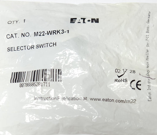 EATON M22 WRK3 1 Selector Switch 2 Position Maintained