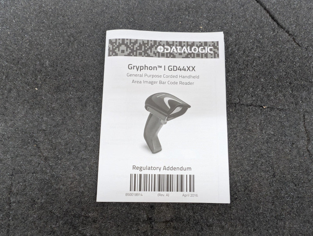 New, Datalogic, GD44XX, Gryphon General Purpose Bar Code Reader, NO POWER CORD
