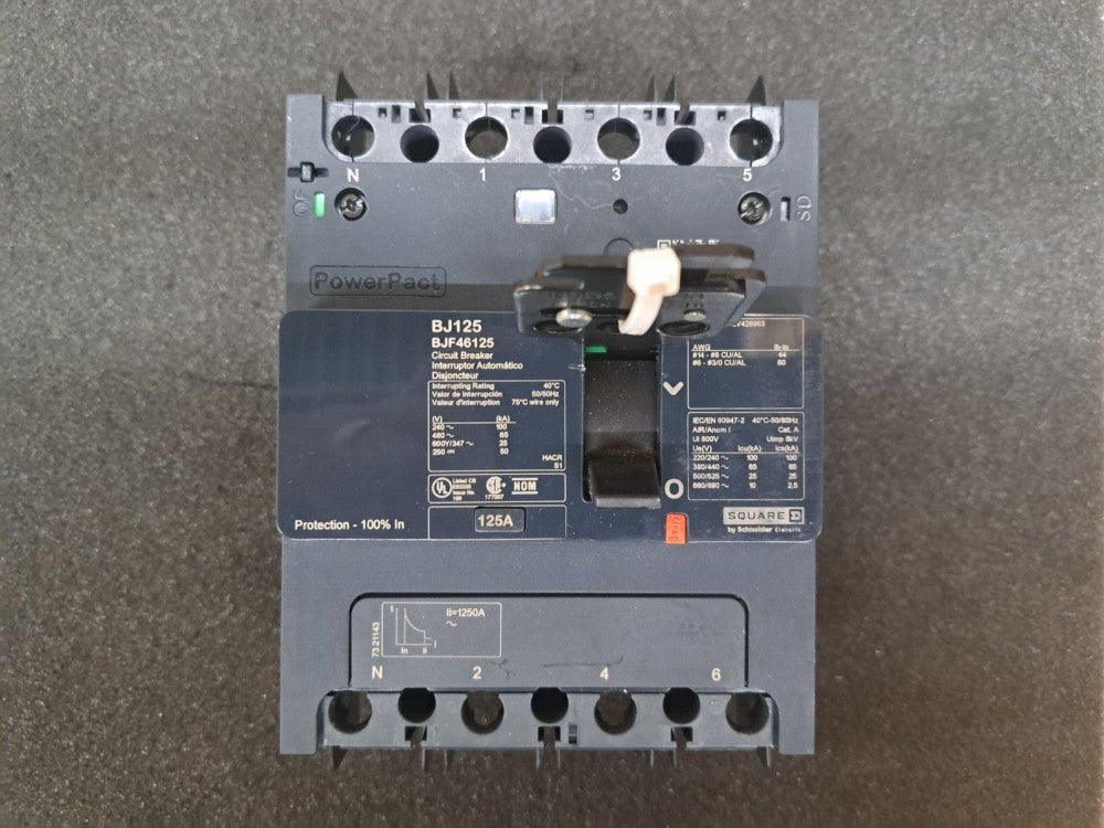 Used, Schneider Electric, BJF46125, SQUARE D, 125 Amp, 4 Pole Circuit Breaker