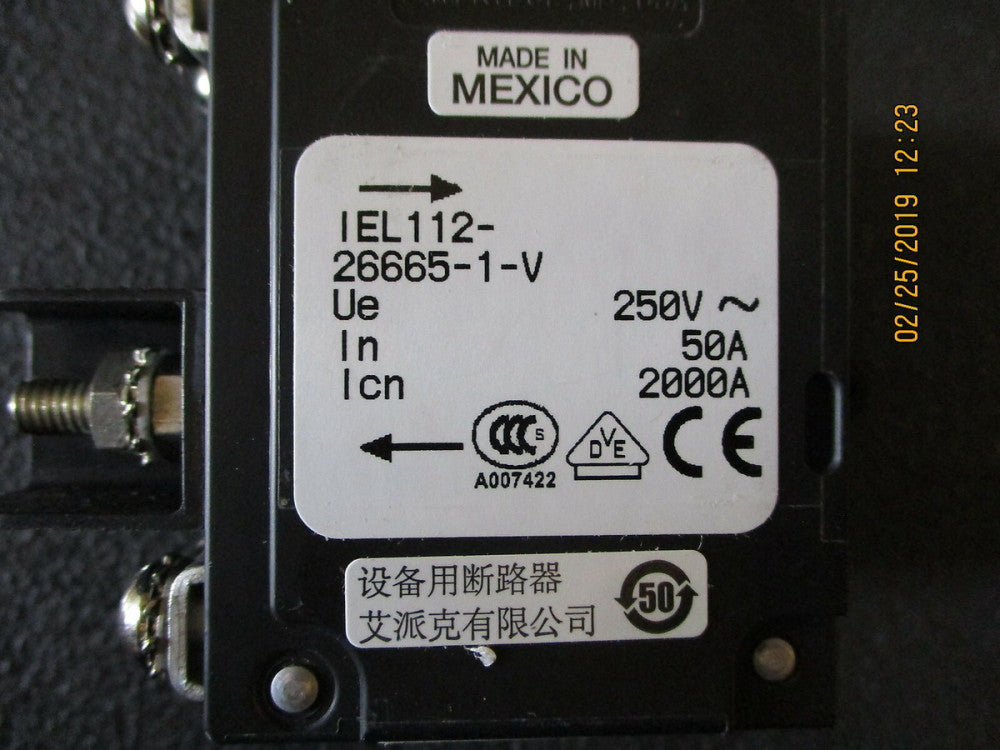 New, Airpax, IEL112-26665-1-V, CIRCUIT BREAKER MAG-HYDR LEVER