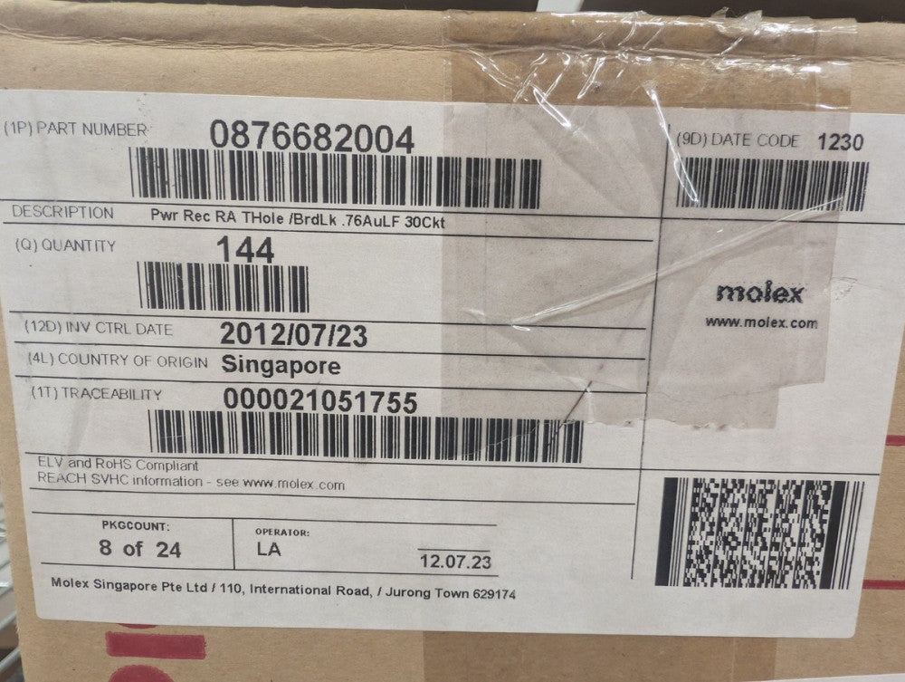 New, Molex, 87668-2004, CONN RCPT 30POS EDGE MNT - Lot of 2pcs