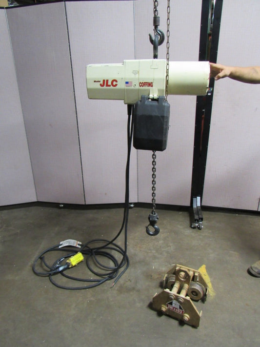 COFFING ELECTRIC CHAIN HOIST JLC1016 1/2 T TON 460V 3PH 248"DROP W/ TROLLEY
