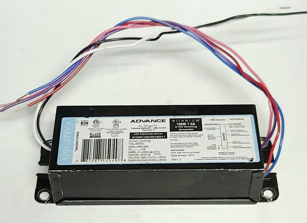 ADVANCE KI100C150V1220BSY1 Xitanium Dimmable LED Driver 120-277 VAC 100 Watt