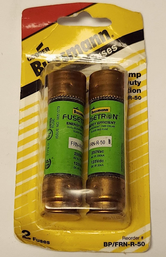 COOPER BUSSMANN FUSETRON EATON BP FRN R 50 Heavy Duty 50 AMP Fuse 250 VAC 125VDC