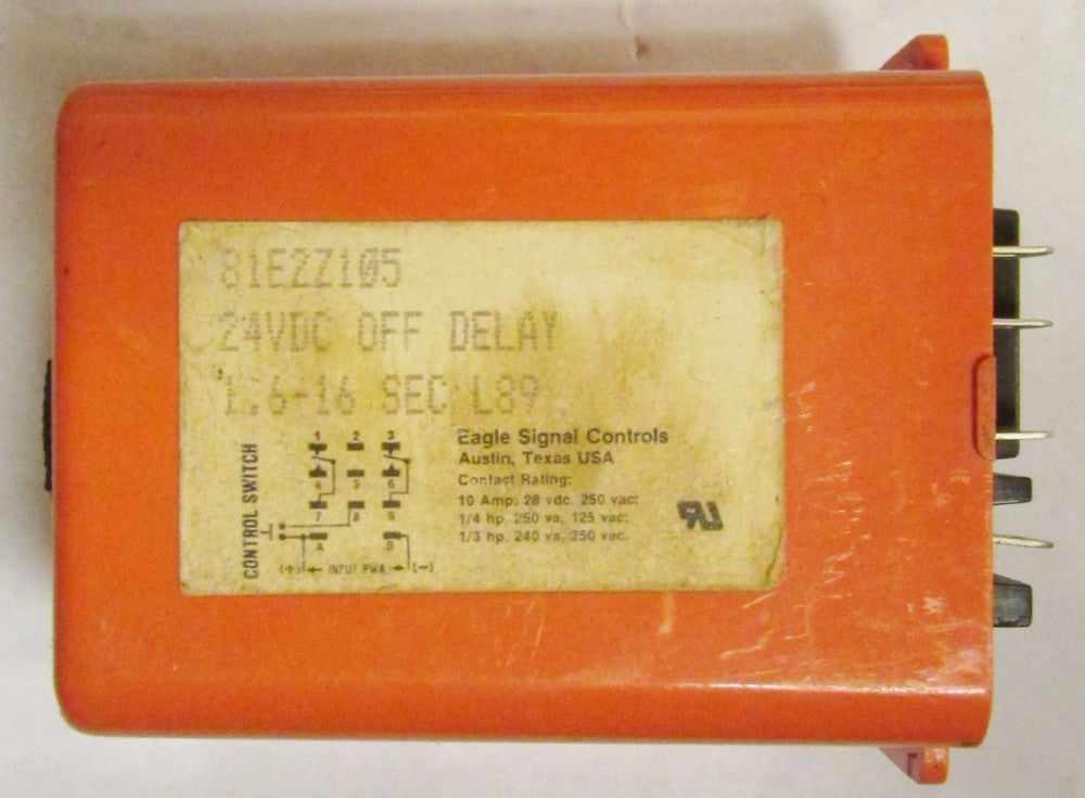 EAGLE SIGNAL 81E2Z105 1.6-16 Second 24 VDC Time Delay Relay Timer