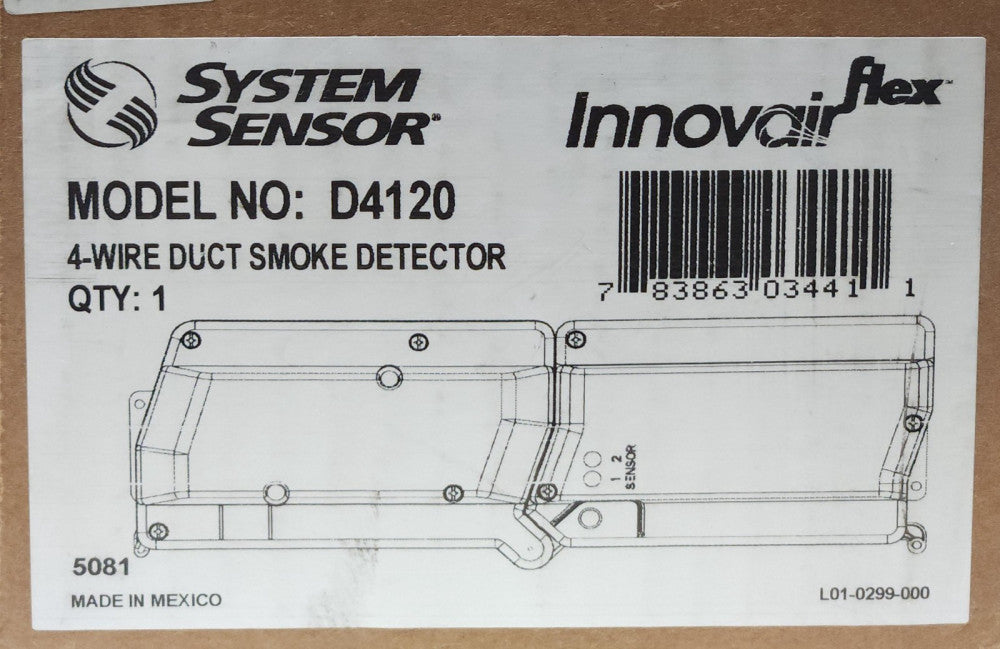 SYSTEM SENSOR MODEL D4120 4 Wire Duct Smoke Detector Innovair Flex D4S Sensor