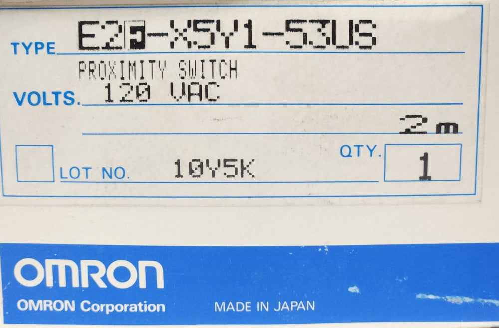 OMRON E2F X5Y1 53US Proximity Switch 120 VAC 2M MODEL E2F