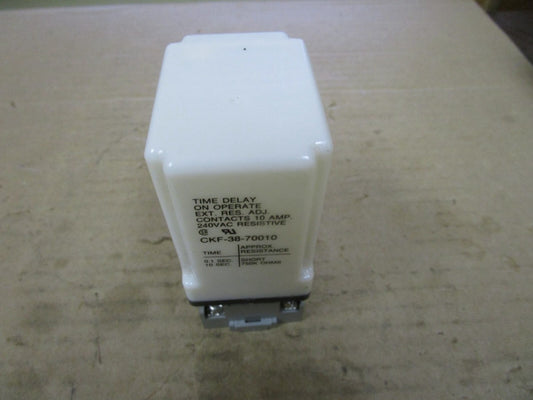 POTTER & BRUMFIELD TIME DELAY RELAY CKF-38-70010 0.1-10 SEC 240Vac 10A w/ BASE