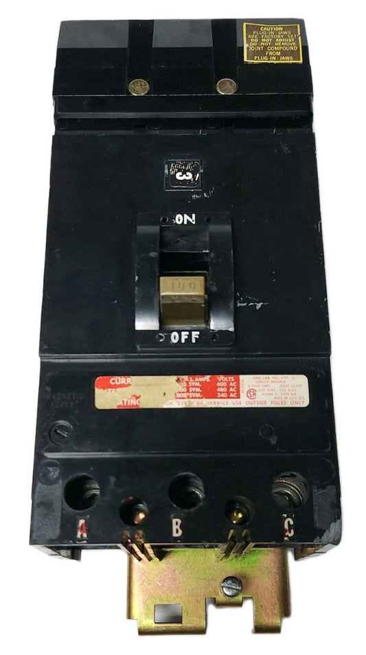 SQUARE D KH36100 3 Pole 100 AMP Type KH I LINE Circuit Breaker 600 VAC OLD Style