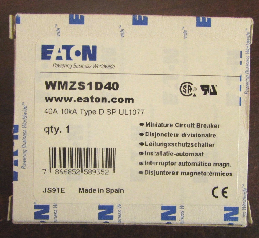 EATON KLOCKNER MOELLER Miniature Circuit Breaker Single Pole 40 Amp WMZS1D40
