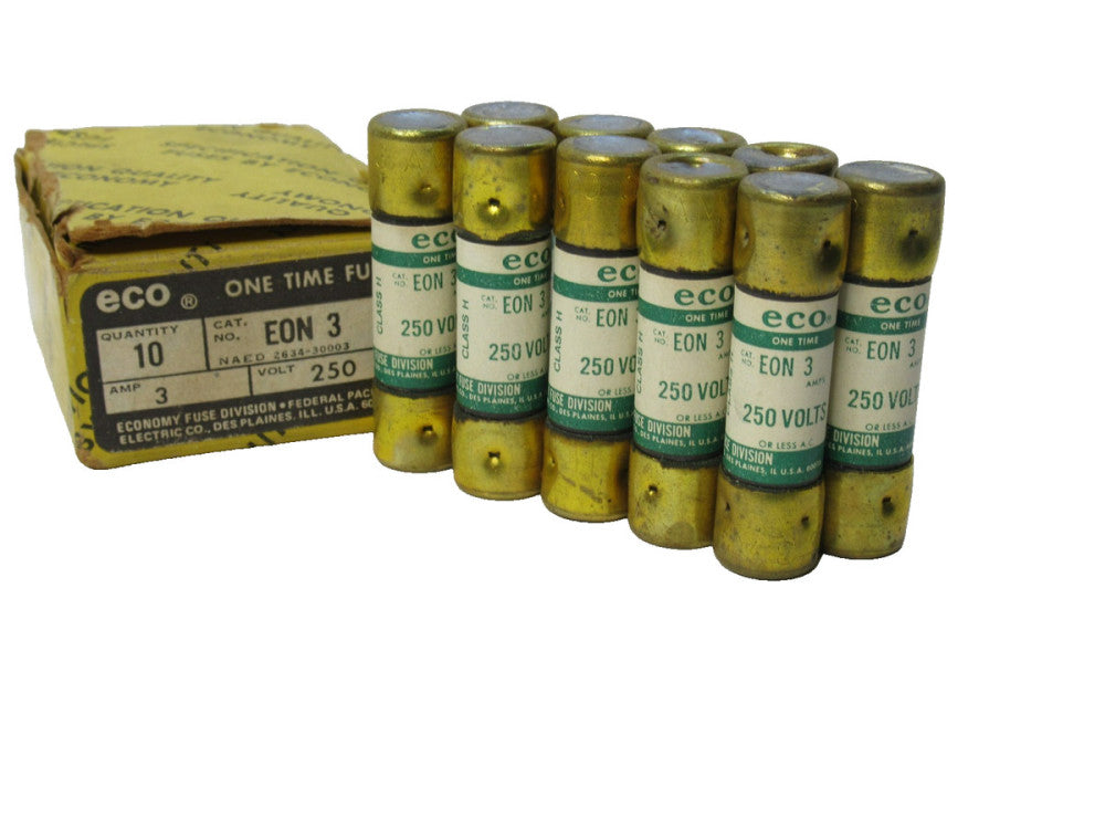 ECO EON3 , EON-3 , EON 3 3Amp A 250V One Time Fuse (New - Box 10)