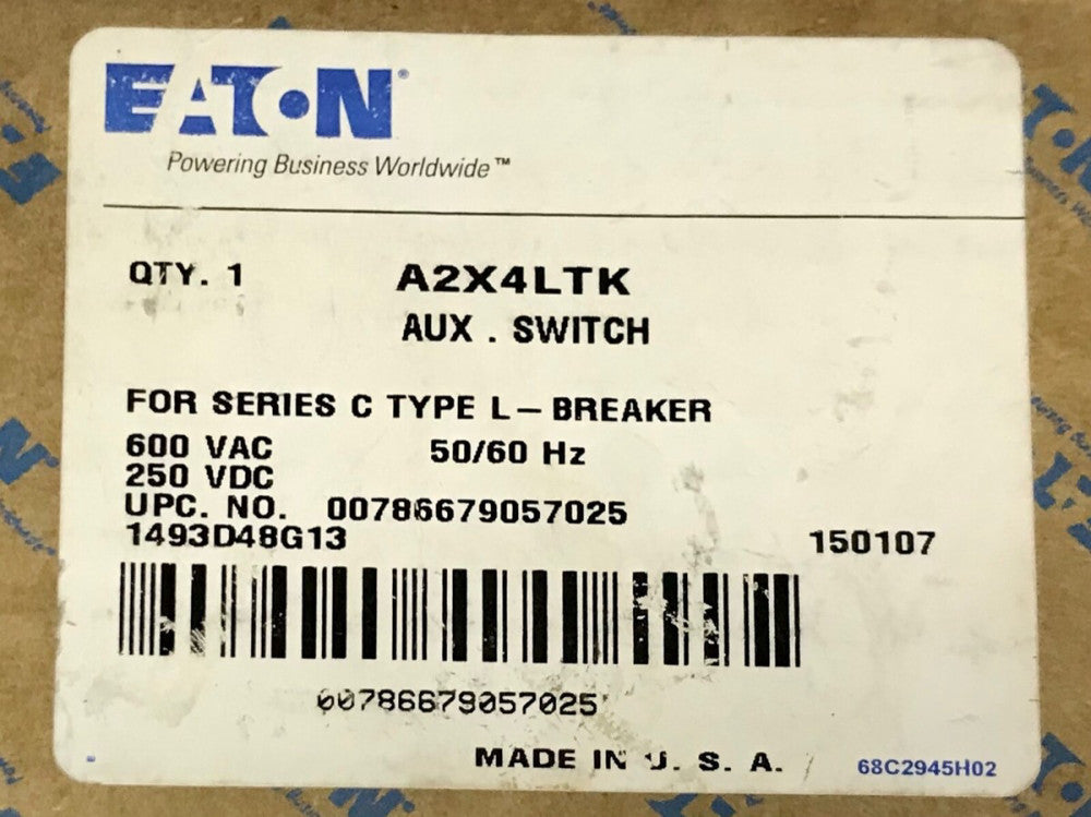 EATON CUTLER HAMMER A2X4LTK L Frame Auxiliary Switch Type LD HLD 1493D48G13 2A2B