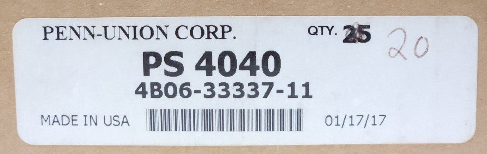 BOX OF 20 PENN UNION PS 4040 AWG 4/0 4BO6 33337 11 AL ALIMINUM CRIMP ON SPLICE