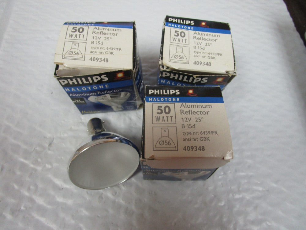 NEW LOT OF 3 PHILIPS HALOGEN ALUMINUM REFLECTOR 6439 FR 25° 50W WATT 12V VOLT