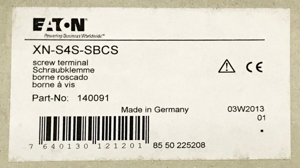 EATON XN S4S SBCS Screw Terminal Block 140091 85 50 225208