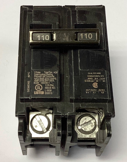 SIEMENS Q2110HH 2 Pole 110 AMP Type HQP Circuit Breaker