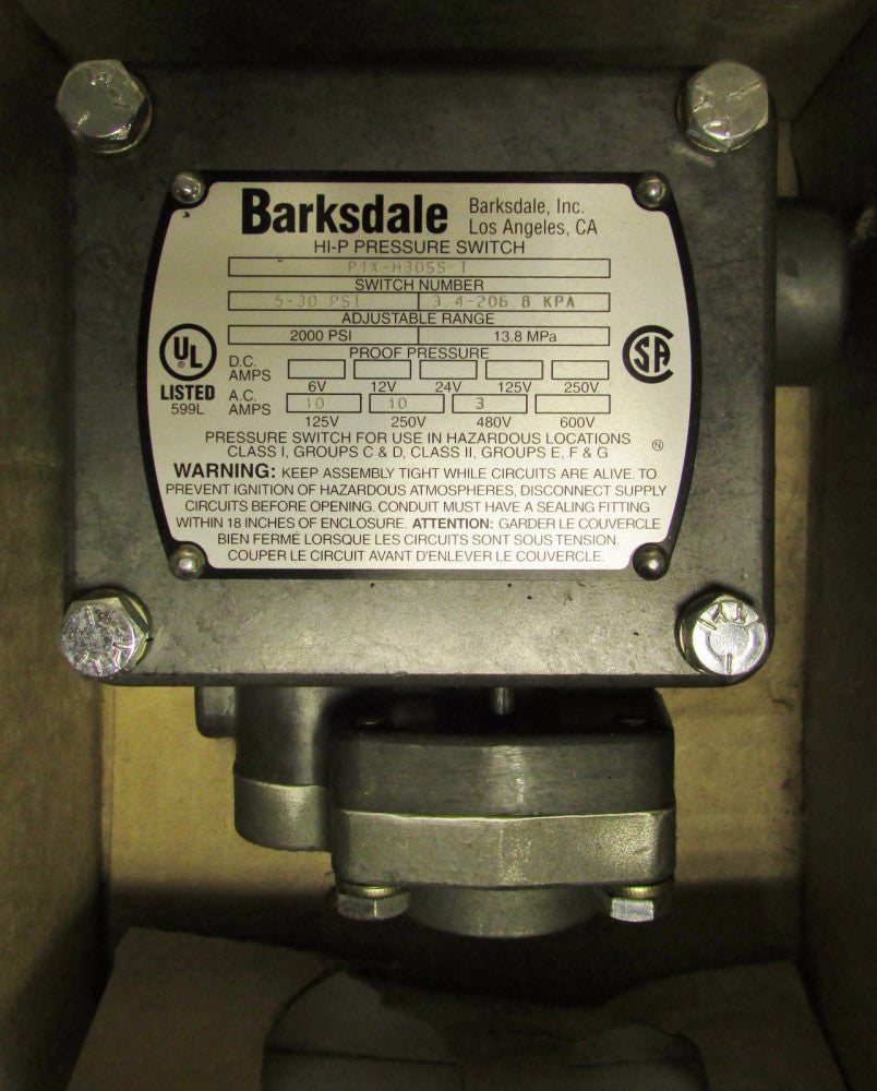 BARKSDALE PIX H3055 T HI-P Pressure Switch 5-30 PSI
