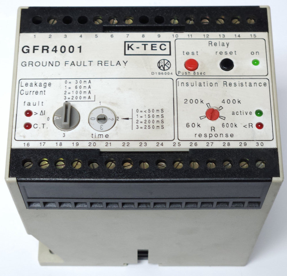 K-TEC GFR4001 Ground Fault Relay Module 24 110 VAC Littelfuse Replacement Missin