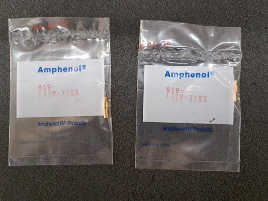 New, Amphenol, 919-137P-71SX, Conn MCX 0 to 6GHz 75Ohm Crimp ST Cable, Lots of 2