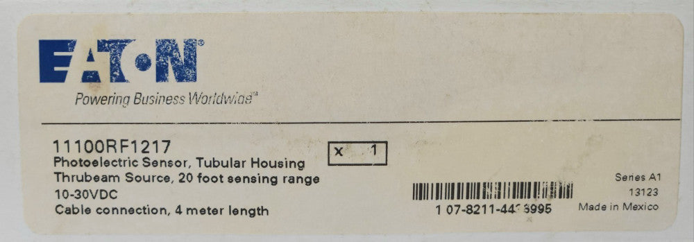 EATON 11100RF1217 Photoelectric Sensor 10-30 VDC 4 Meter Cable 20' Sensing Range