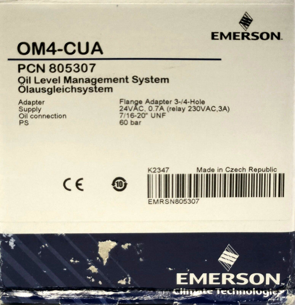 EMERSON OM4 CUA PCN 805307 Oil Lever Manage System 24 VAC 230 VAC Relay Flange