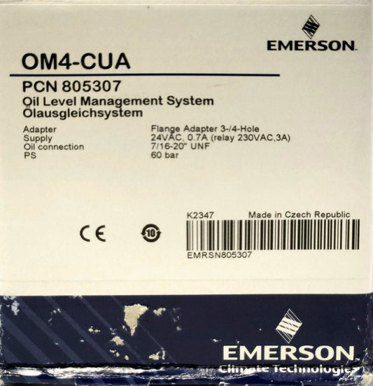 EMERSON OM4 CUA PCN 805307 Oil Lever Manage System 24 VAC 230 VAC Relay Flange