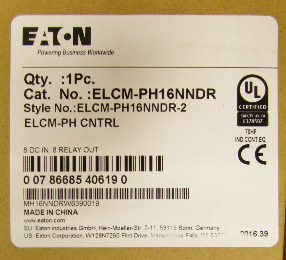 EATON CUTLER HAMMER ELCM PH16NNDR ELCM-PH CTRL Logic Controller 8DC IN 8 Relay