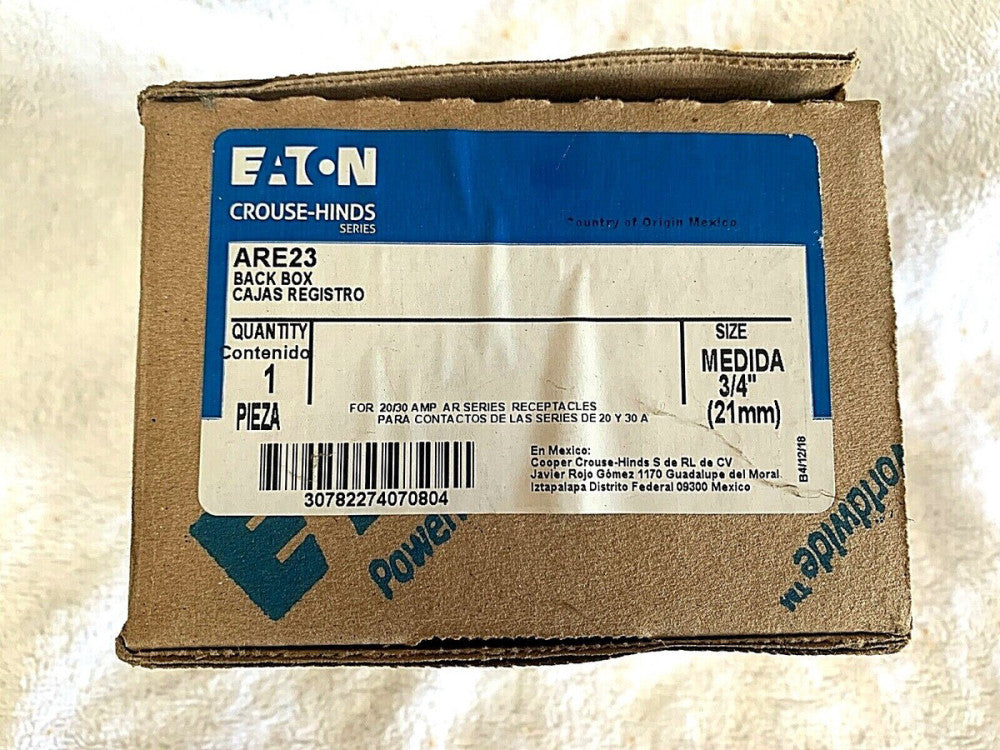 Eaton ARE23 3/4" (21mm) Back Box for 20/30 AMP AR Series Receptables
