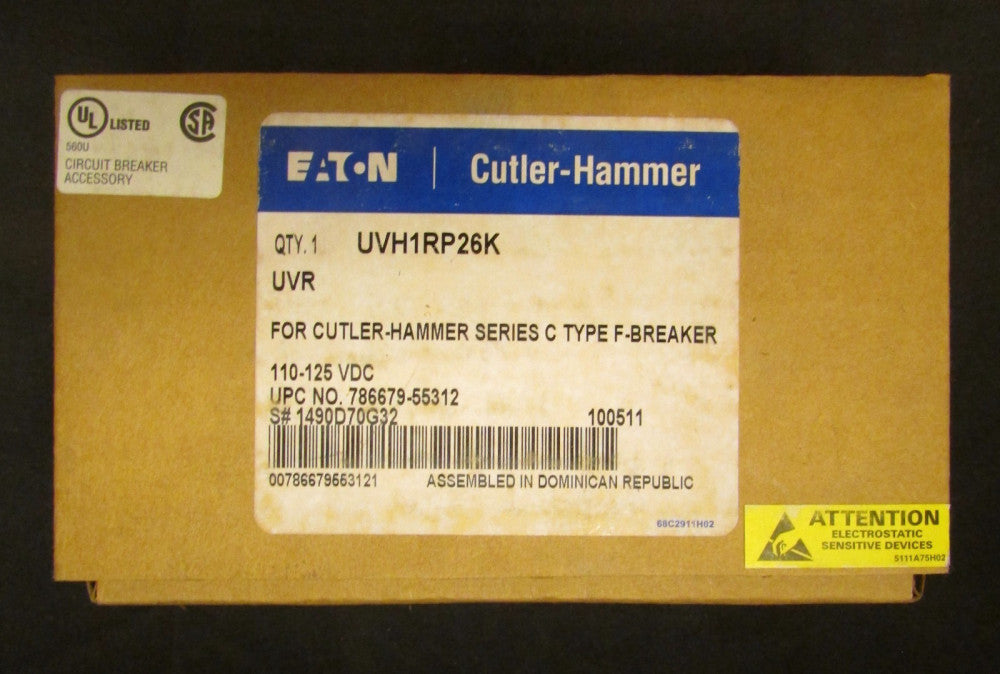 EATON CUTLER HAMMER UVH1RP26K F Breaker Undervoltage Release UVR 1490D70G32