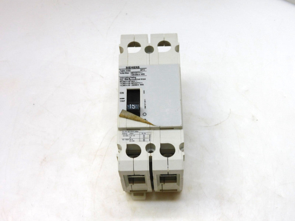 Siemens CQD215 Circuit Breaker 15A A MP 480Y/277Vac 2 POLE