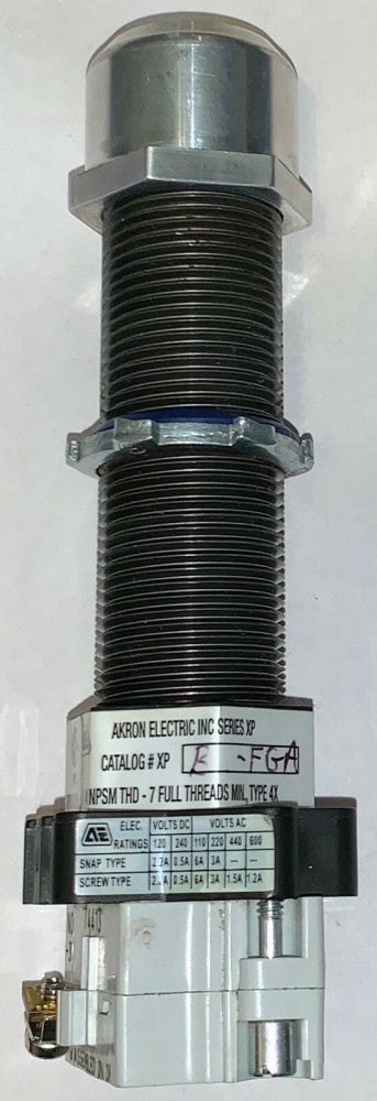 AKRON XP B FGA Flush Head Green Hazardous Location Pushbuton Type 4X Contact Blk