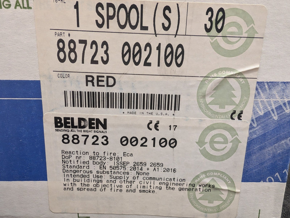 New, Belden, 88723 002100, MULTI-PAIR 4COND 22AWG RED 100'