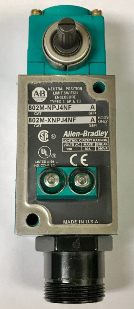 ALLEN BRADLEY 802M NPJ4NF Pre Wired Limit Switch W/ 120 VAC Indicating Pilot