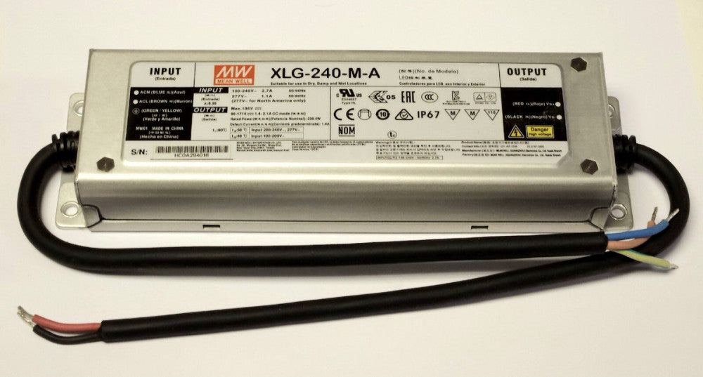 MW MEAN WELL XLG 240 M A Power Supply Input 100-240 & 277 VAC Output 186VDC