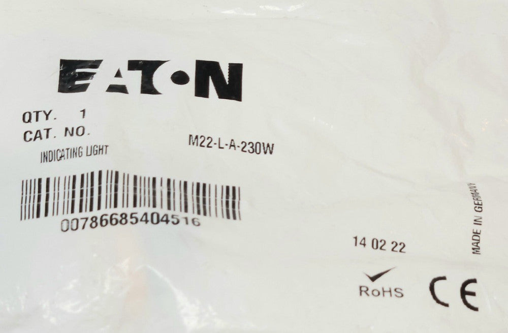 EATON M22 L A 230W Illuminated AMBER Indicating Light M22-L-A-230W