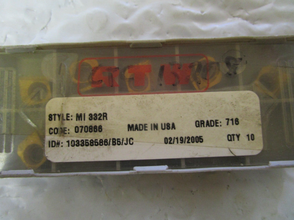Lot Of 9 RTW 716 Carbide Inserts MI 332R