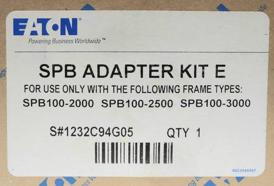 EATON CUTLER HAMMER 1232C94G05 SPB ADAPTER KIT E FOR SPB100-2000 2500 AND 3000