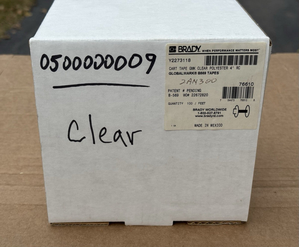 Brady 76610 Globalmark B569 CLEAR Tape Cartridge 4" x 100'  - New