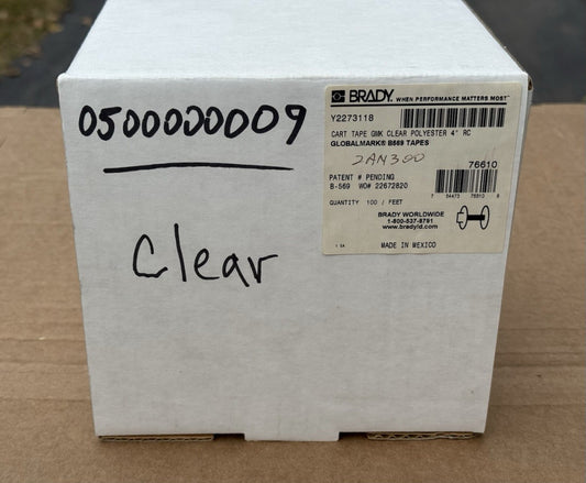 Brady 76610 Globalmark B569 CLEAR Tape Cartridge 4" x 100'  - New