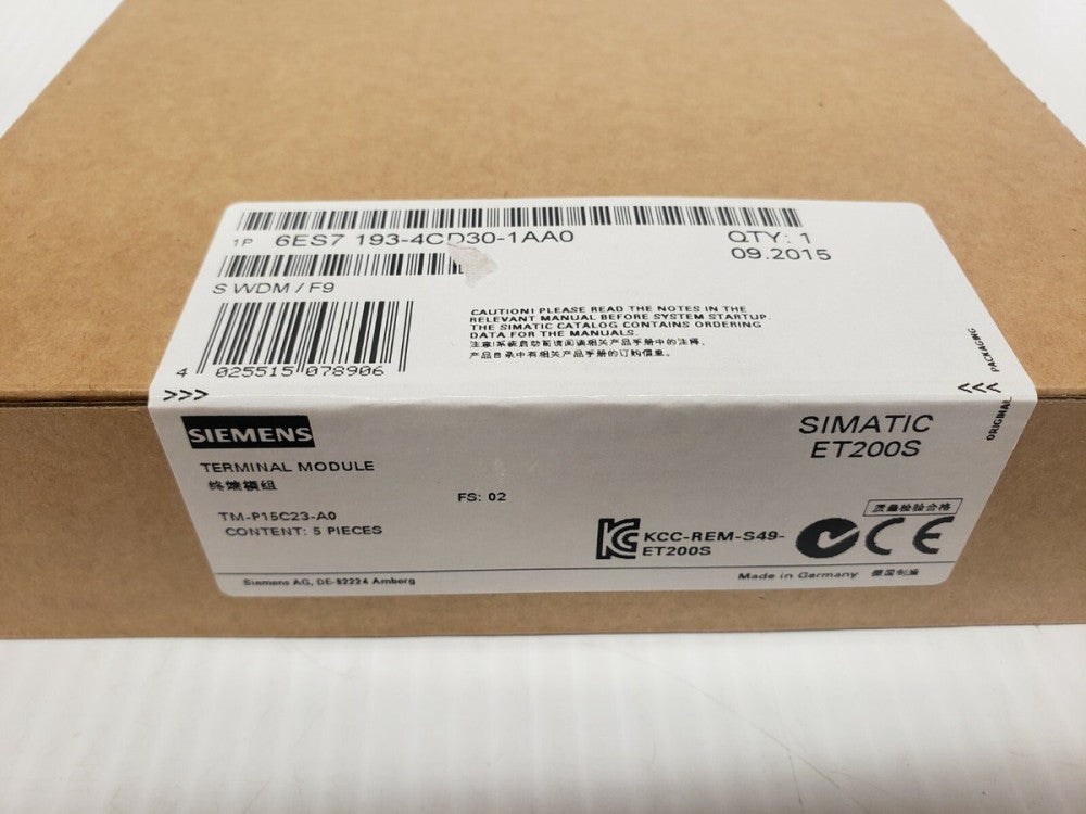 NEW, SIEMENS, 6ES7193-4CD30-1AA0,SIMATIC DP, 5 TERMINAL MODULES