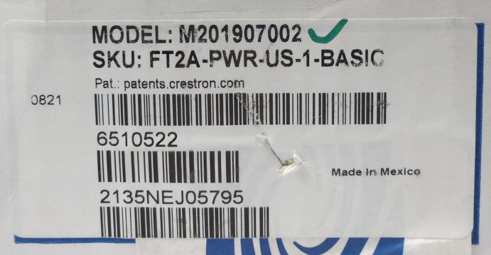 CRESTRON M201907002 AC Power Outlet Module for FT2 Series 6510522 FT2A PWR US 1