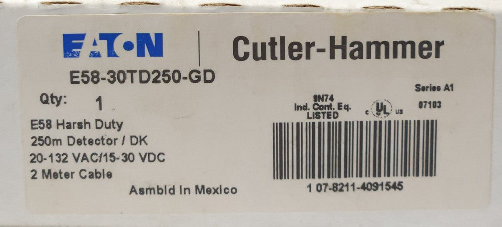 EATON CUTLER HAMMER E58 30TD250 GD Series E58 Harsh Duty Proximity Sensor 250m